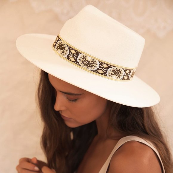 Lack Of Color Accessories - Lack of Color Beverly Ivory Wool Wide-Brimmed Fedora